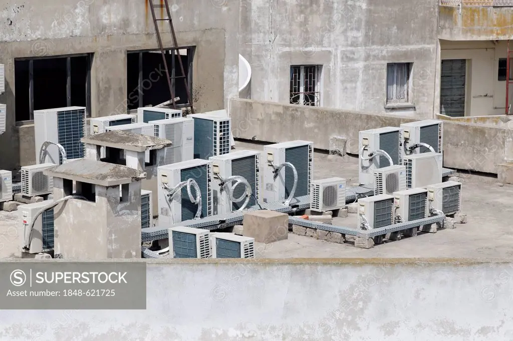 Air conditioning units on the roof of a house, Casablanca, Grand Casablanca, Morocco, Maghreb, North Africa, Africa