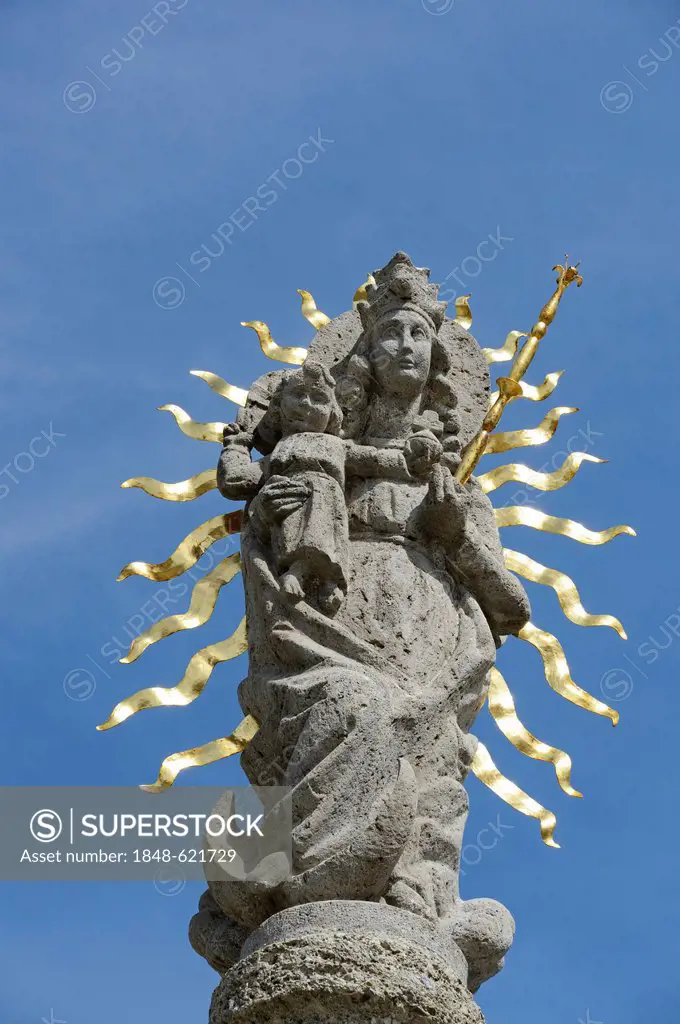 Madonna with a halo at Mariae Geburt parish church, Palling, Chiemgau region, Upper Bavaria, Bavaria, Germany, Europe