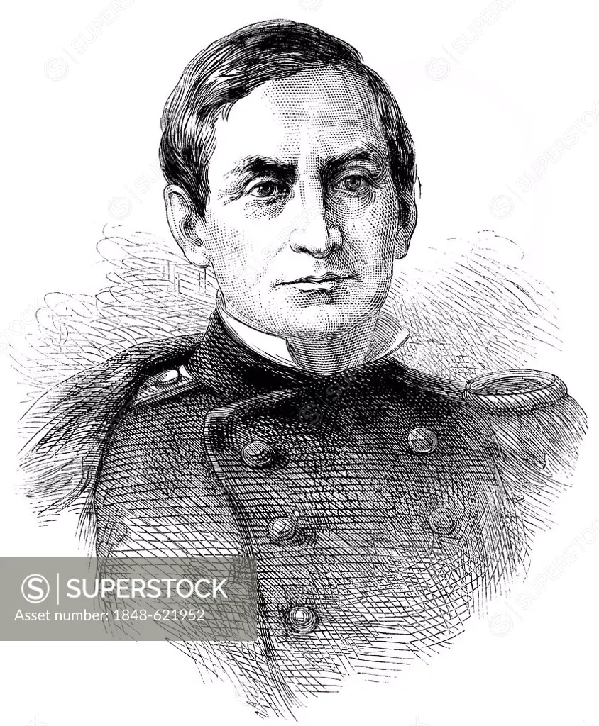 Historical drawing, US-American history, 19th century, portrait of Robert Anderson, 1805 - 1871, a major general of the U.S. army during the American ...