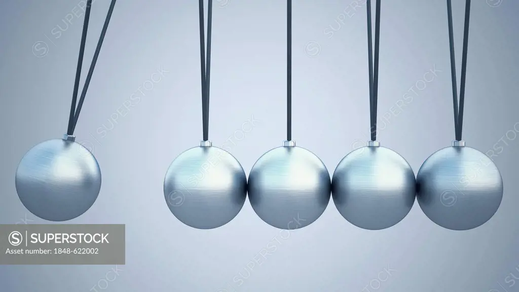 3D illustration, Newton's cradle, Newton's balls, or Executive Ball Clicker