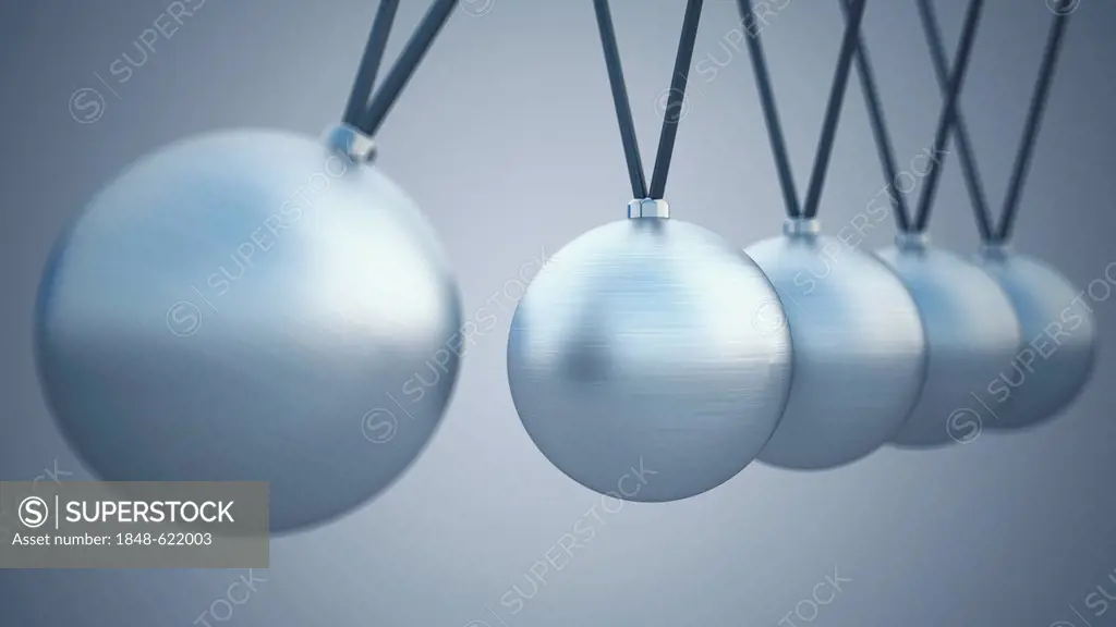 3D illustration, Newton's cradle, Newton's balls, or Executive Ball Clicker