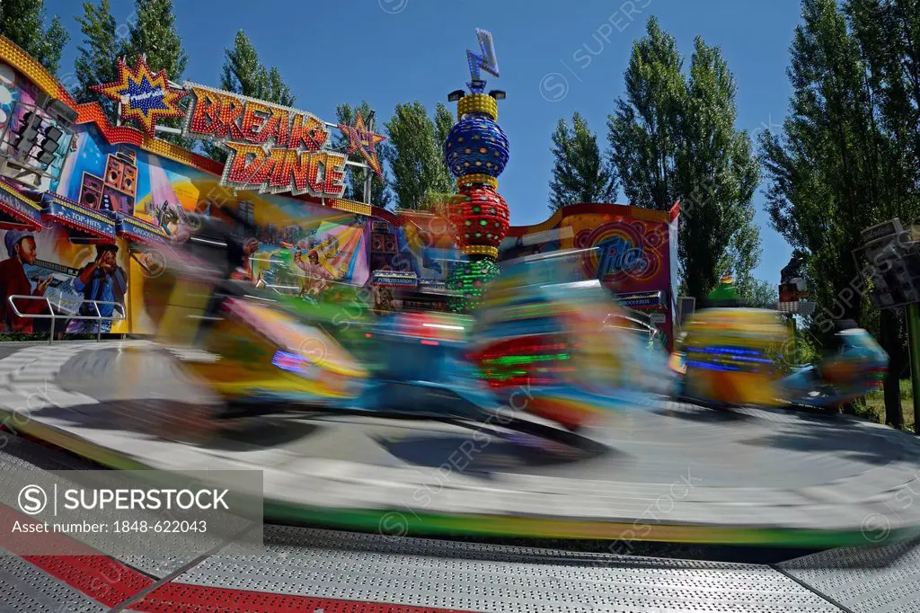 Breakdance funfair ride, funfair, motion blur, Berlin, Germany Europe