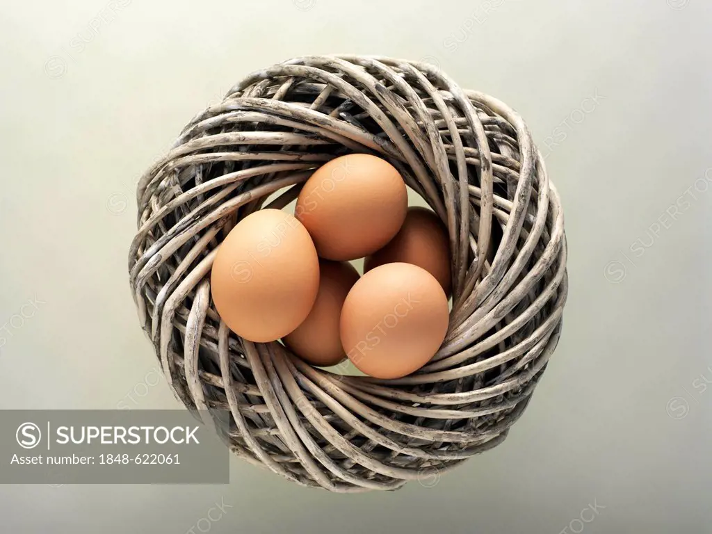 Brown eggs in a nest, wreath
