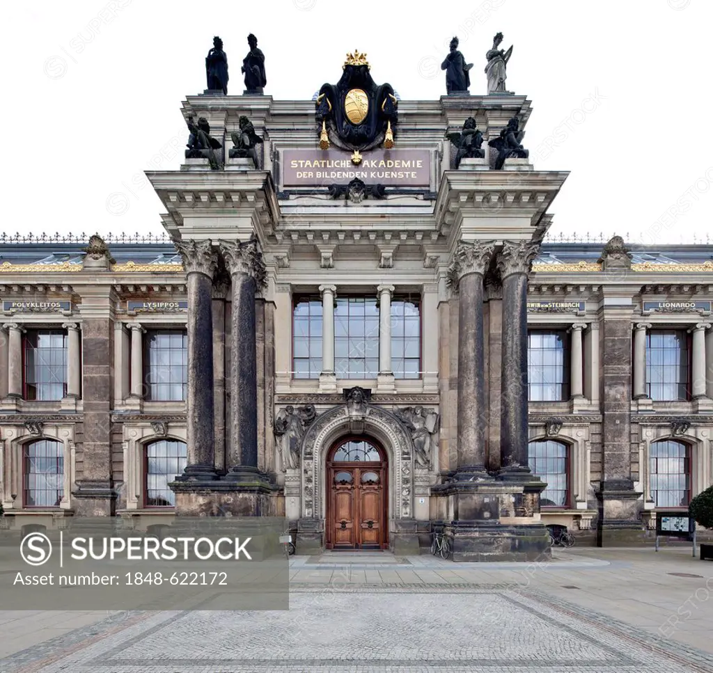 Academy of Fine Arts, former Royal Academy of Fine Arts, Dresden, Saxony, Germany, Europe, PublicGround
