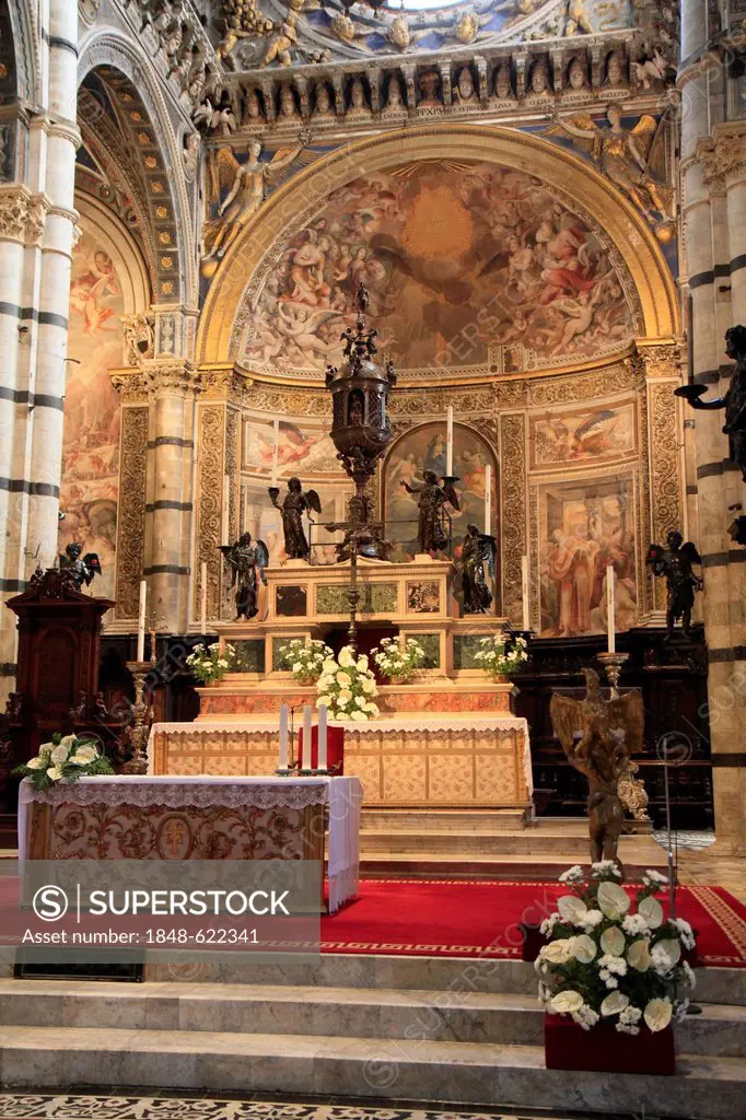 Altar, Siena Cathedral or Cathedral of Santa Maria Assunta, Siena, Tuscany, Italy, Europe