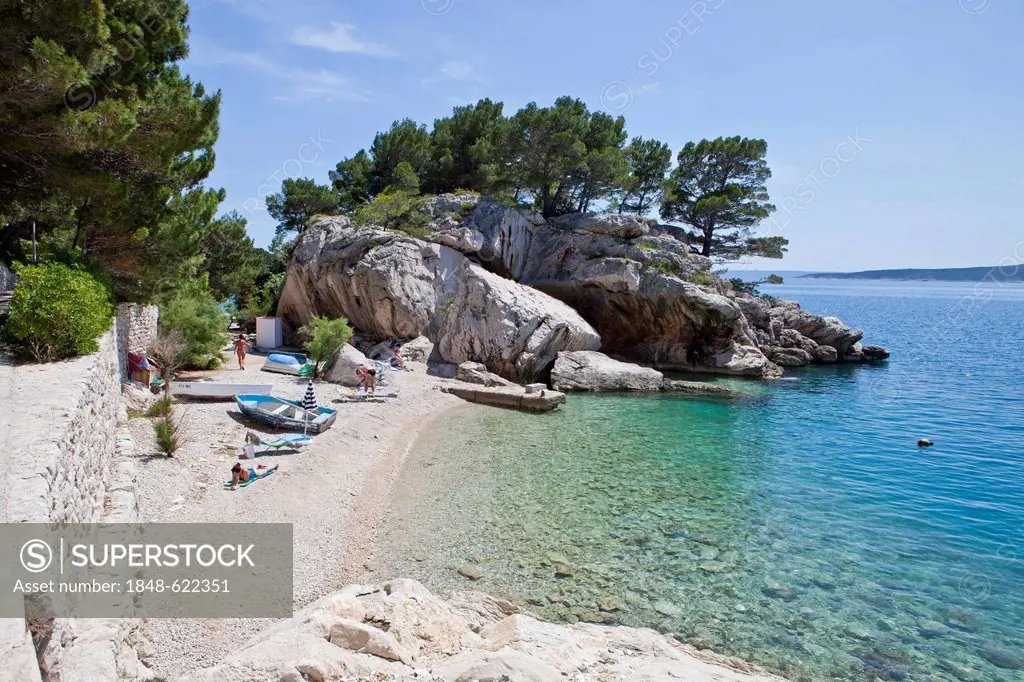 Stretch of beach at Podrace, Brela, Makarska Riviera, Dalmatia, Croatia, Europe