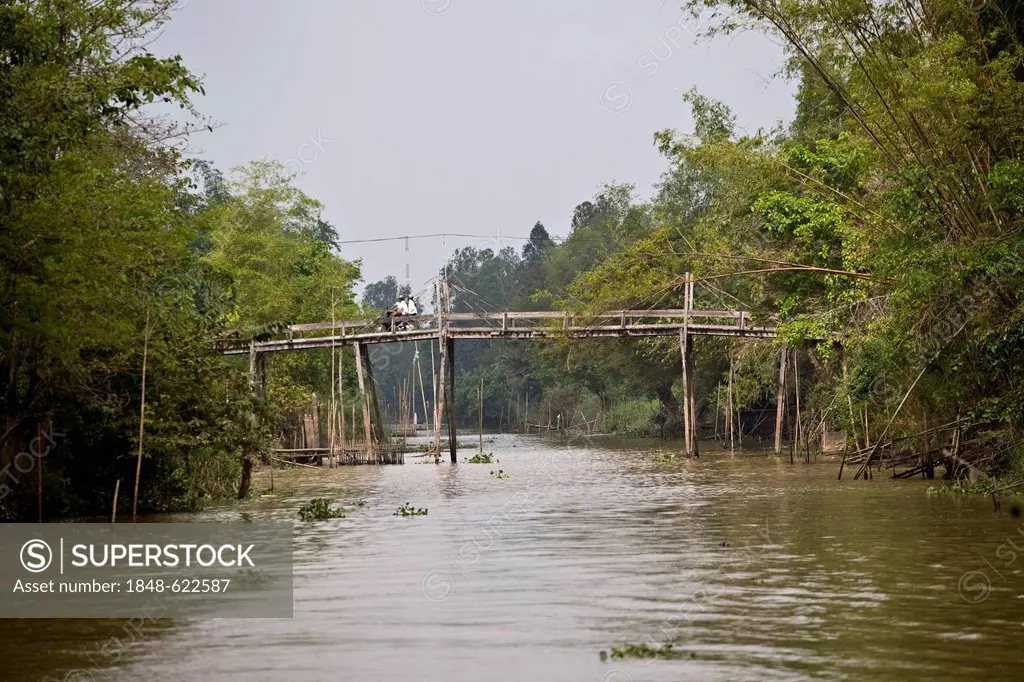 Typical wooden bridge in the Mekong Delta, South Vietnam, Vietnam, Southeast Asia