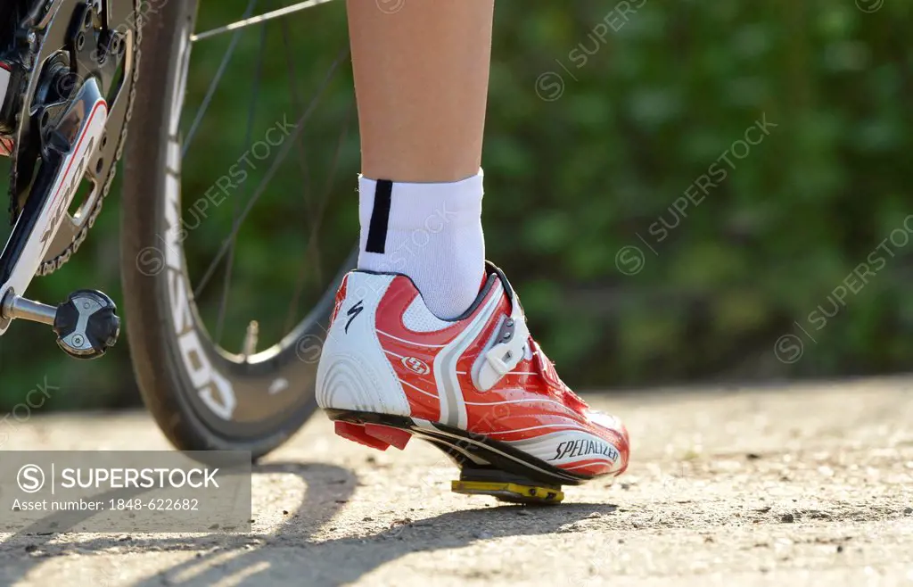 Road race shoe, professional racing bike, Waiblingen, Baden-Wuerttemberg, Germany, Europe, PublicGround