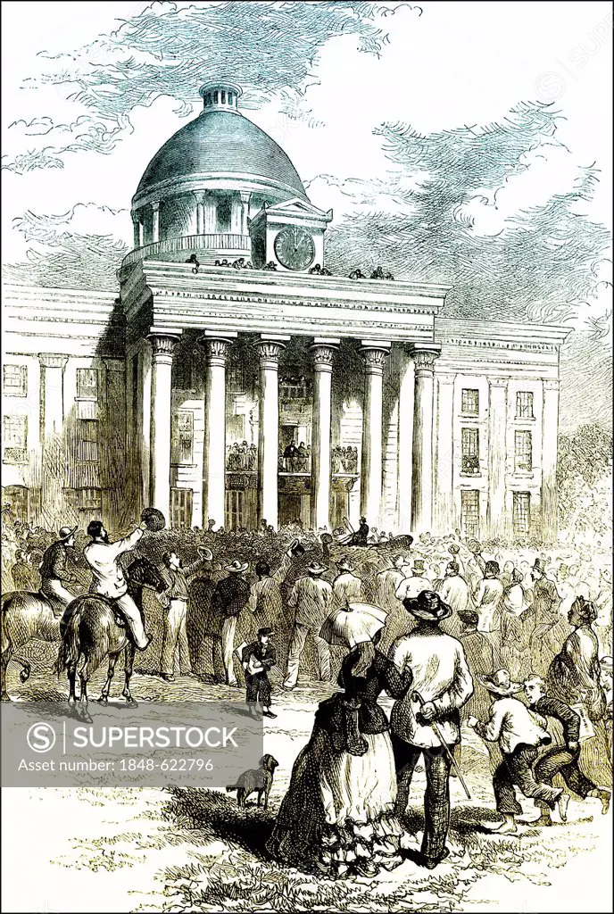 Historical scene, US-American history, 19th century, Inauguration of Jefferson Finis Davis, 1808 - 1889, in 1861, an American politician, president of...