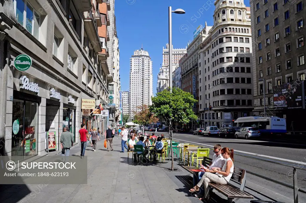 Gran Via, main street, Madrid, Spain, Europe, PublicGround