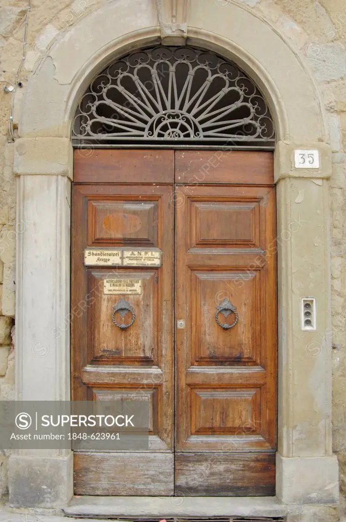 A wooden door, Siena, Tuscany, Italy, Europe
