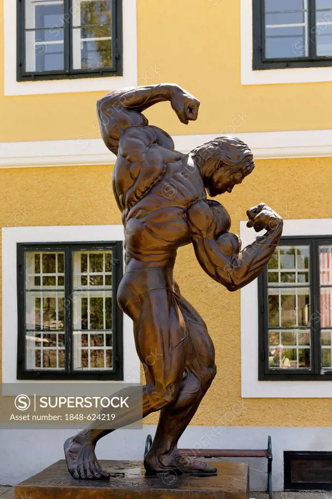 Sculpture in front of the Arnold Schwarzenegger Museum, Thal near Graz, Styria, Austria, Europe, PublicGround