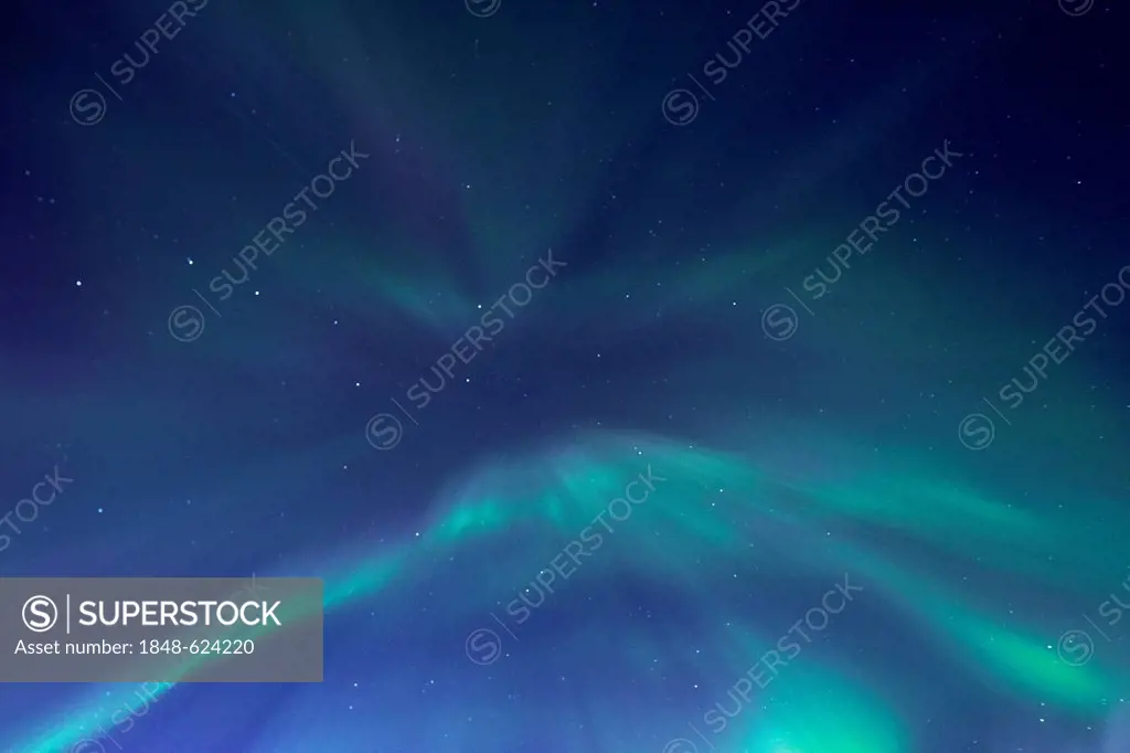 Aurora Borealis, corona, Lofoten archipelago, Norway, Europe