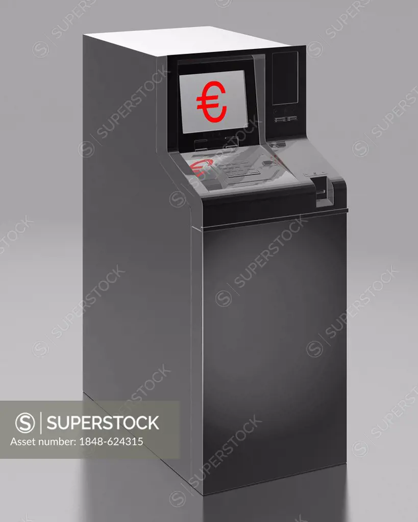 ATM with a euro symbol, symbolic image for the euro rescue package, illustration