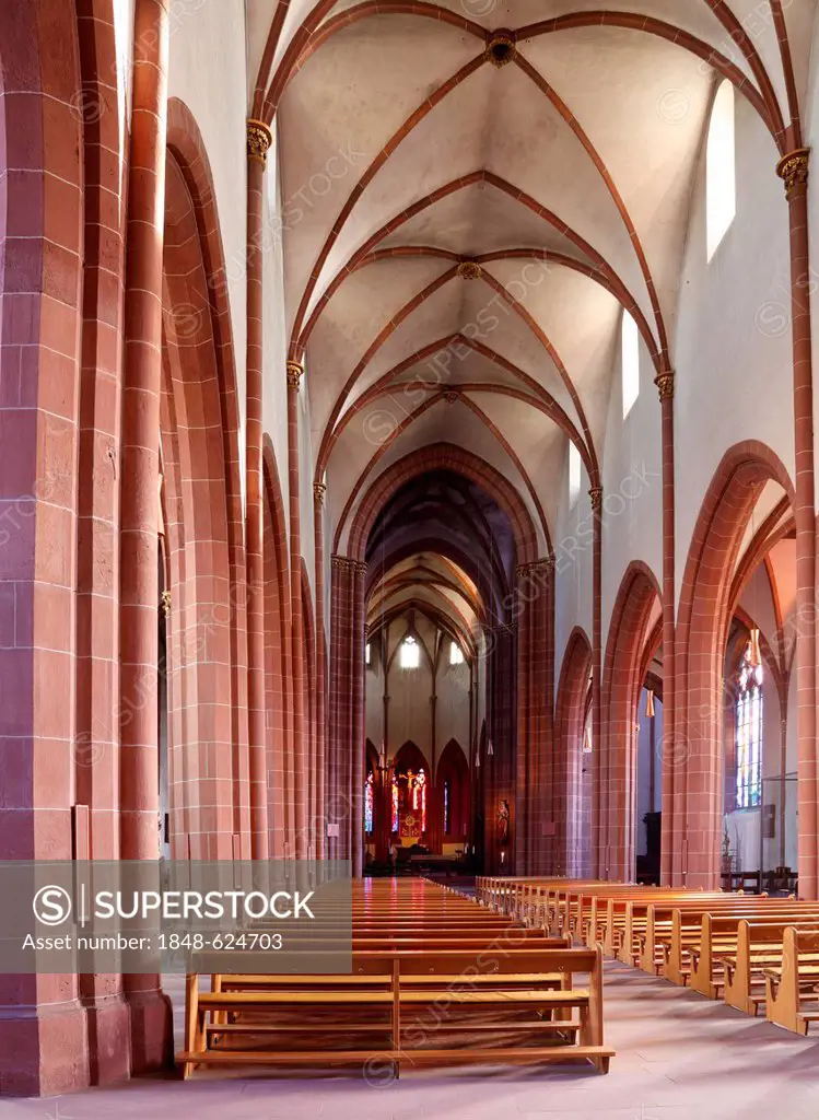 Nave of the Gothic Church of Our Lady, Worms, Rhineland-Palatinate, Germany, Europe