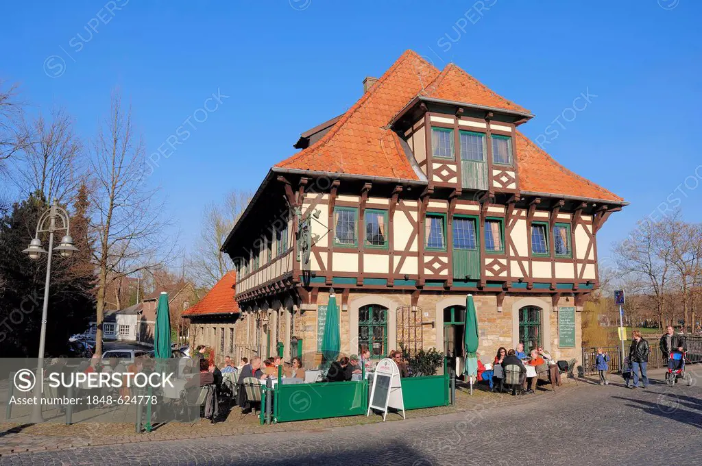 Restaurant Schlossmuehle, Burgsteinfurt, Steinfurt, Muensterland region, North Rhine-Westphalia, Germany, Europe, PublicGround
