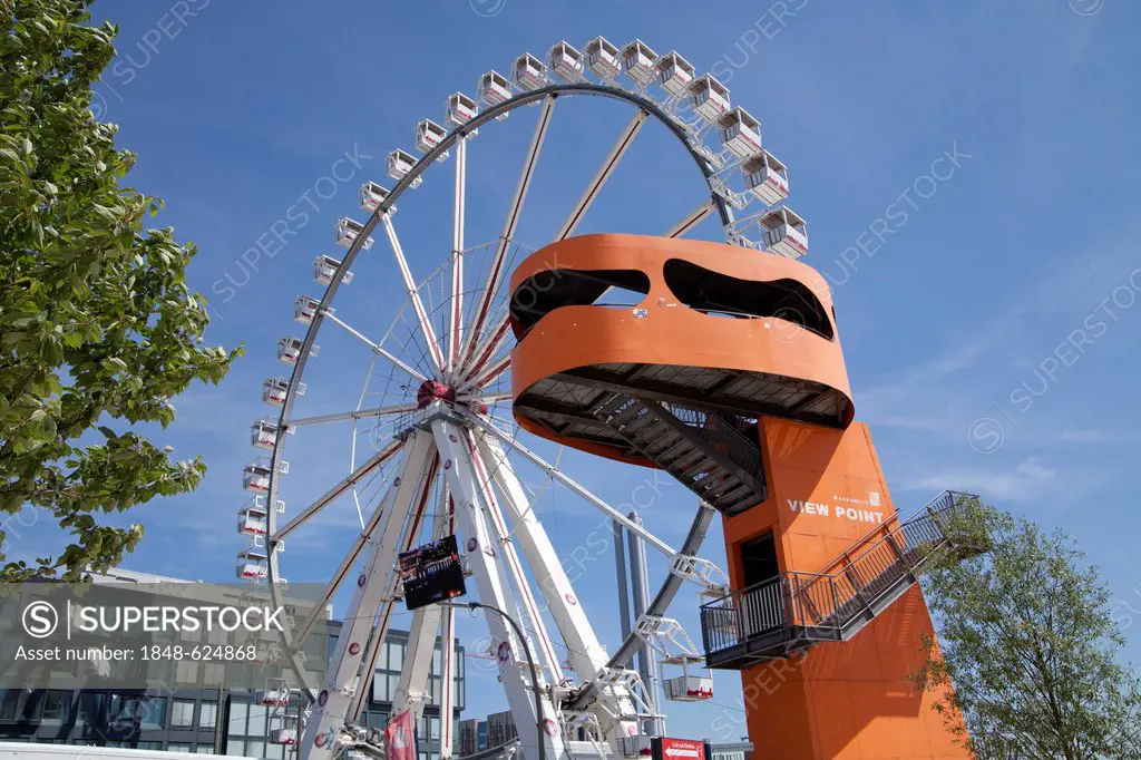 Ferris wheel and view point, HafenCity quarter, Hamburg, Germany, Europe, PublicGround