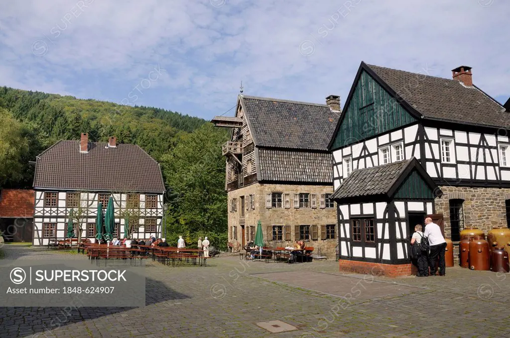 View of Gasthof zur Post, inn, brewery, mayor's office and weighbridge, Westphalian State Museum of Craft and Technology, Hagen, North Rhine-Westphali...