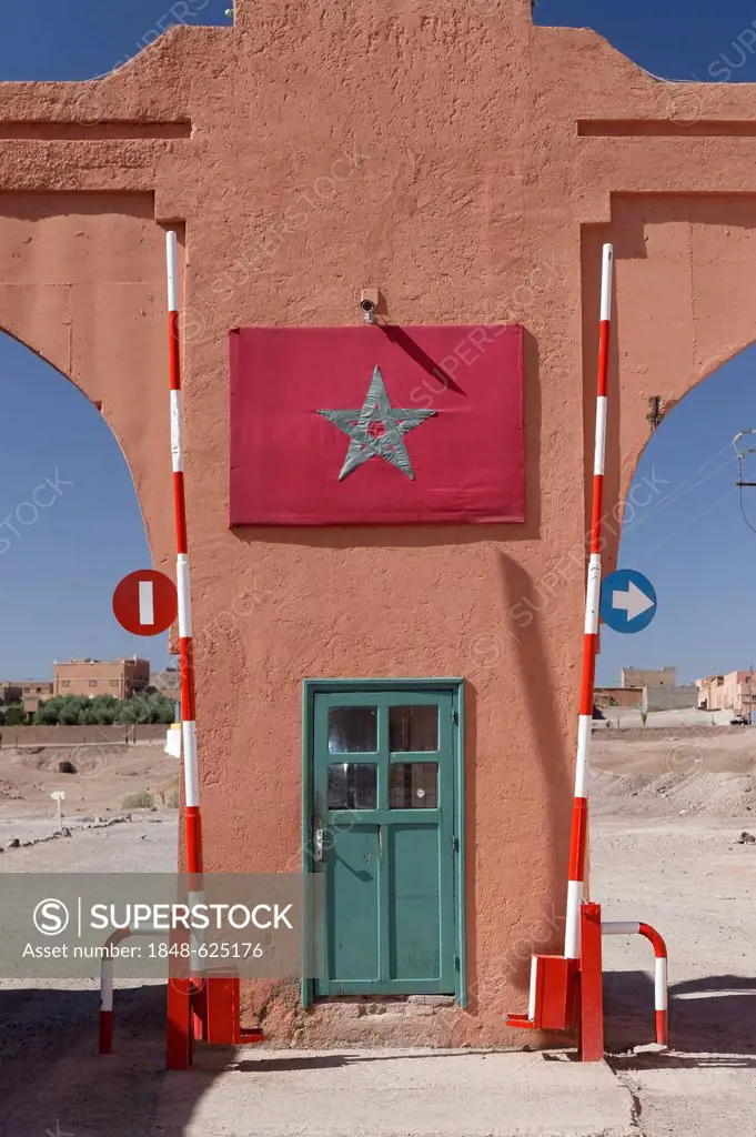 Barriers at the exit of the Atlas Corporation Studios, Ouarzazate, Souss-Massa-Dra, Morocco, Maghreb, North Africa, Africa