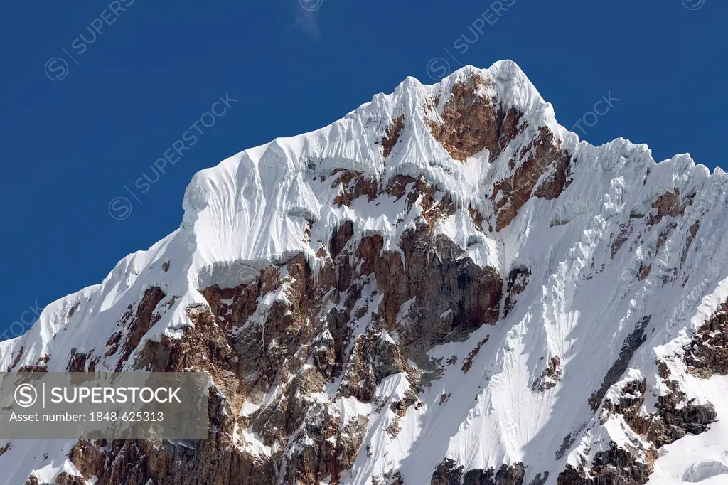 Glaciated peak, Cordillera Huayhuash, mountain range, Andes, Peru, South America