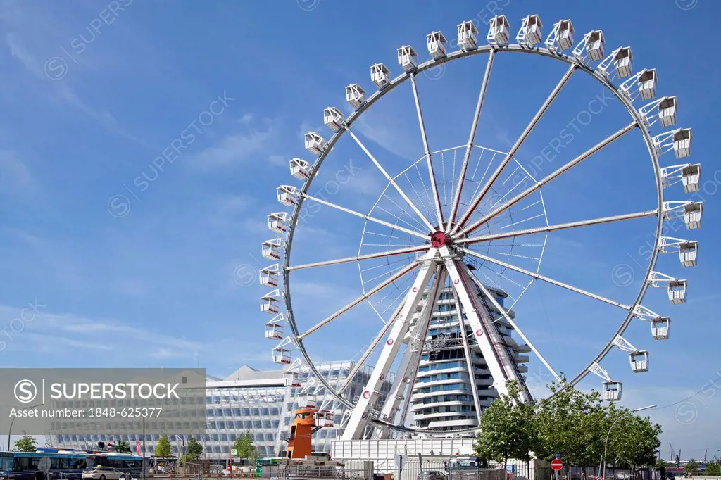 Ferris wheel, HafenCity quarter, Hamburg, Germany, Europe, PublicGround