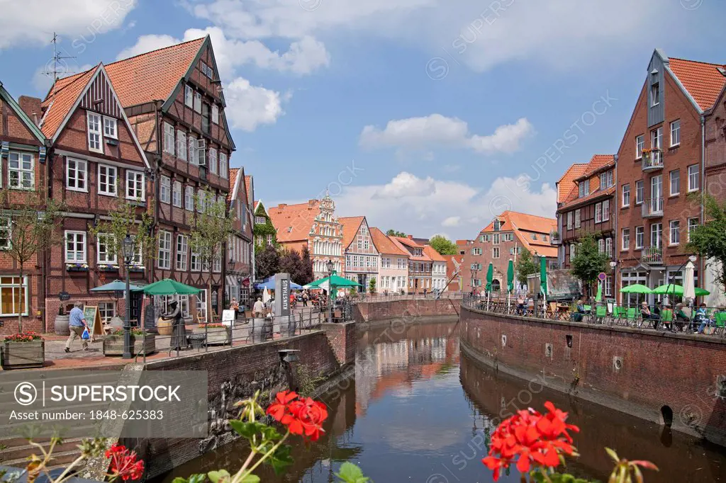 Gabled houses, old harbour of Stade, Lower Saxony, Germany, Europe, PublicGround