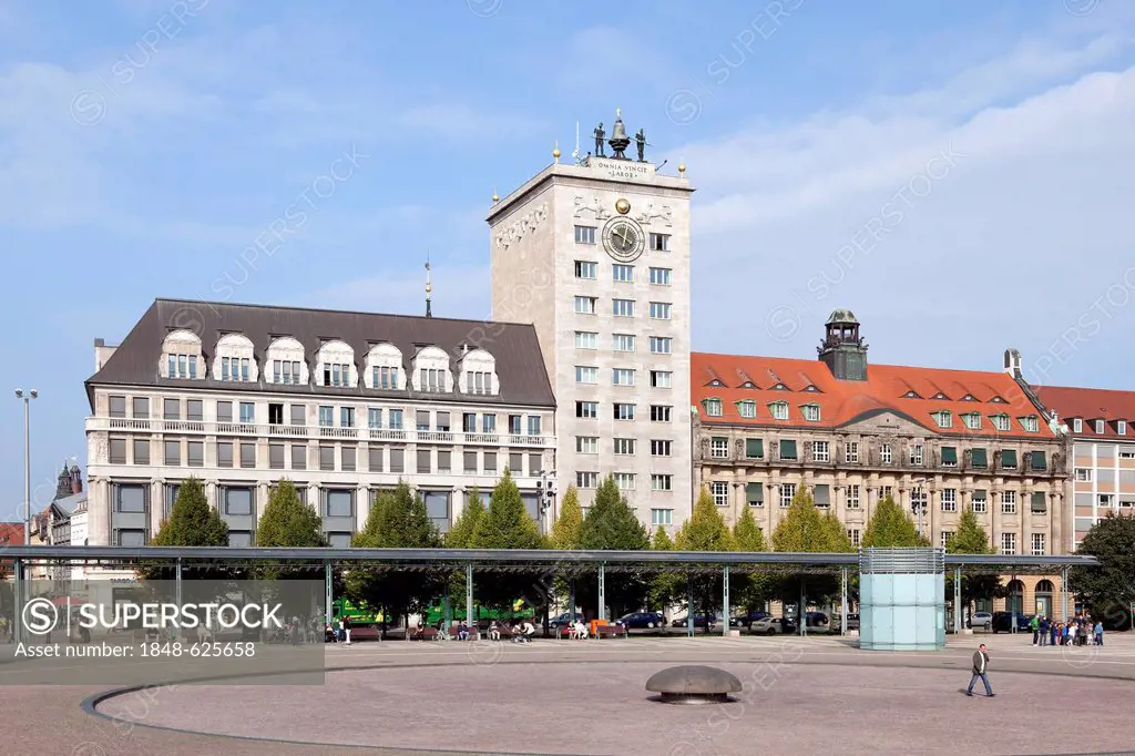 Kroch-Haus building, Augustusplatz square, Leipzig, Saxony, Germany, Europe, PublicGround