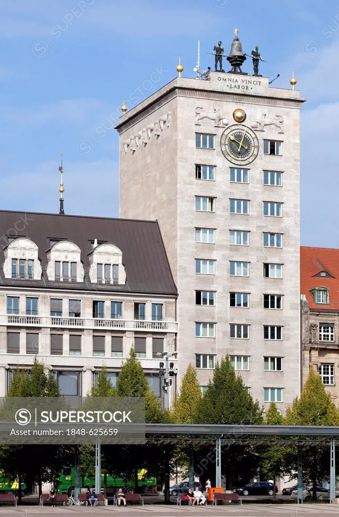 Kroch-Haus building, Augustusplatz square, Leipzig, Saxony, Germany, Europe, PublicGround
