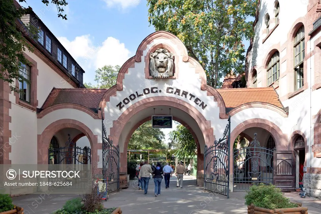 Main entrance of the zoo, Leipzig, Germany, Europe, PublicGround