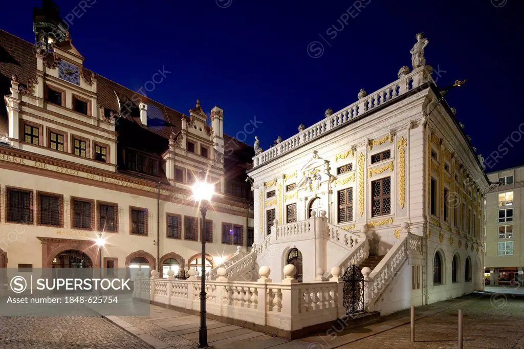 Alte Handelsboerse building, old town hall, Leipzig, Saxony, Germany, Europe, PublicGround