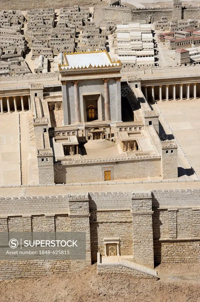 Detail view of the historical model of the city, Second Temple, open-air model at the Israel Museum, West Jerusalem, Jerusalem, Israel, Middle East