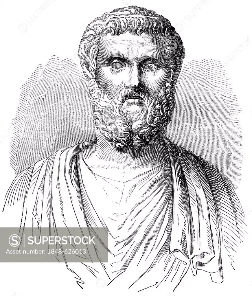 Historical drawing from the 19th Century, portrait of Solon, circa 640 to 560 BC, ancient Greek philosopher, poet and Athenian statesman, Pre-Socratic...