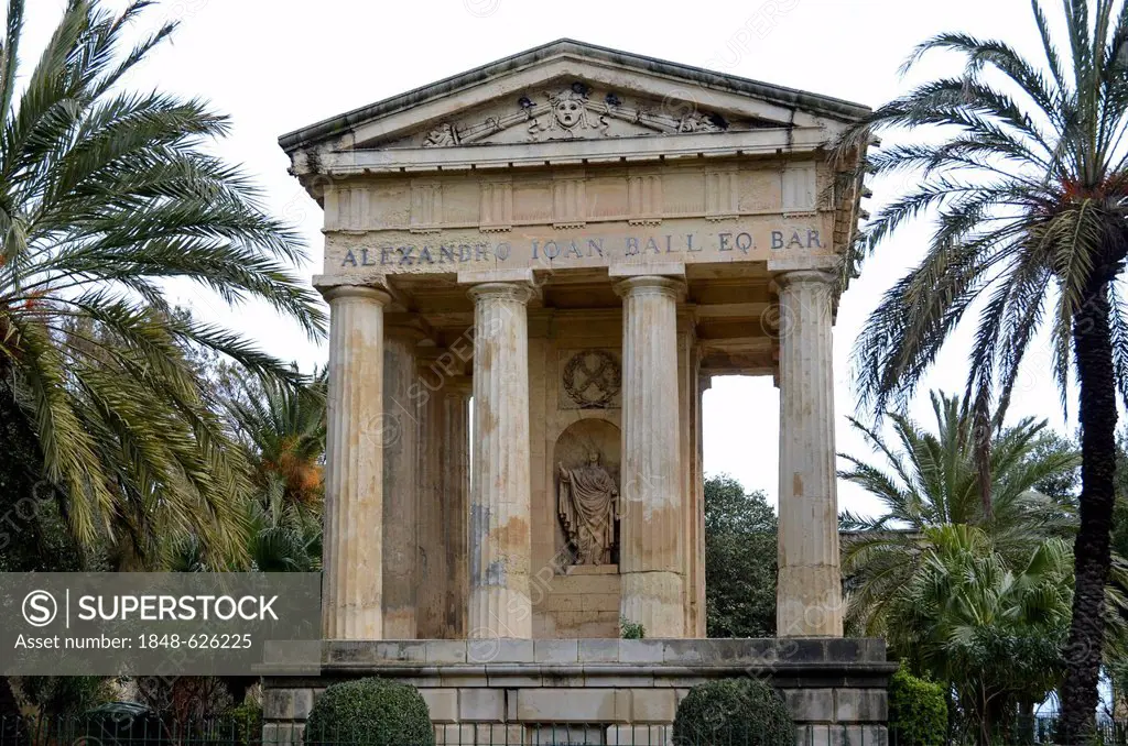 Greek temple, Lower Barracca Garden, Valletta, Malta, Europe