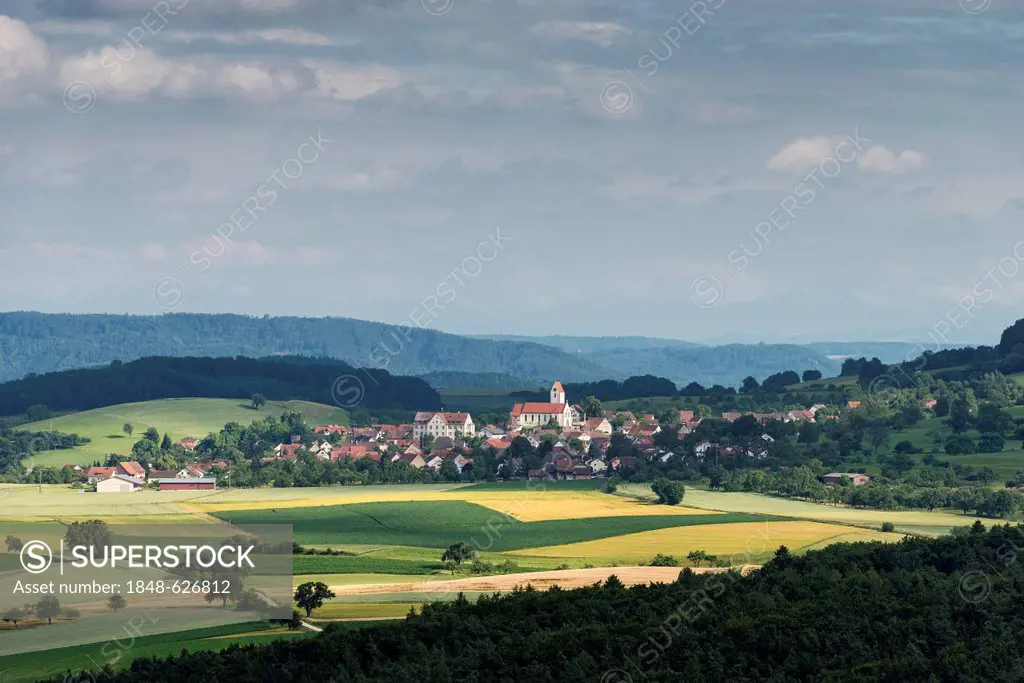 Weiterdingen village, Hegau region, Baden-Wuerttemberg, Germany, Europe