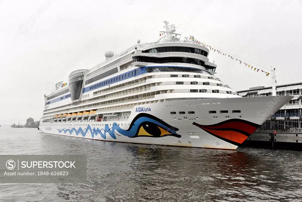 AIDAluna cruise ship, built in 2009, 251.89 m, Port of Hamburg, Hamburg, Germany, Europe
