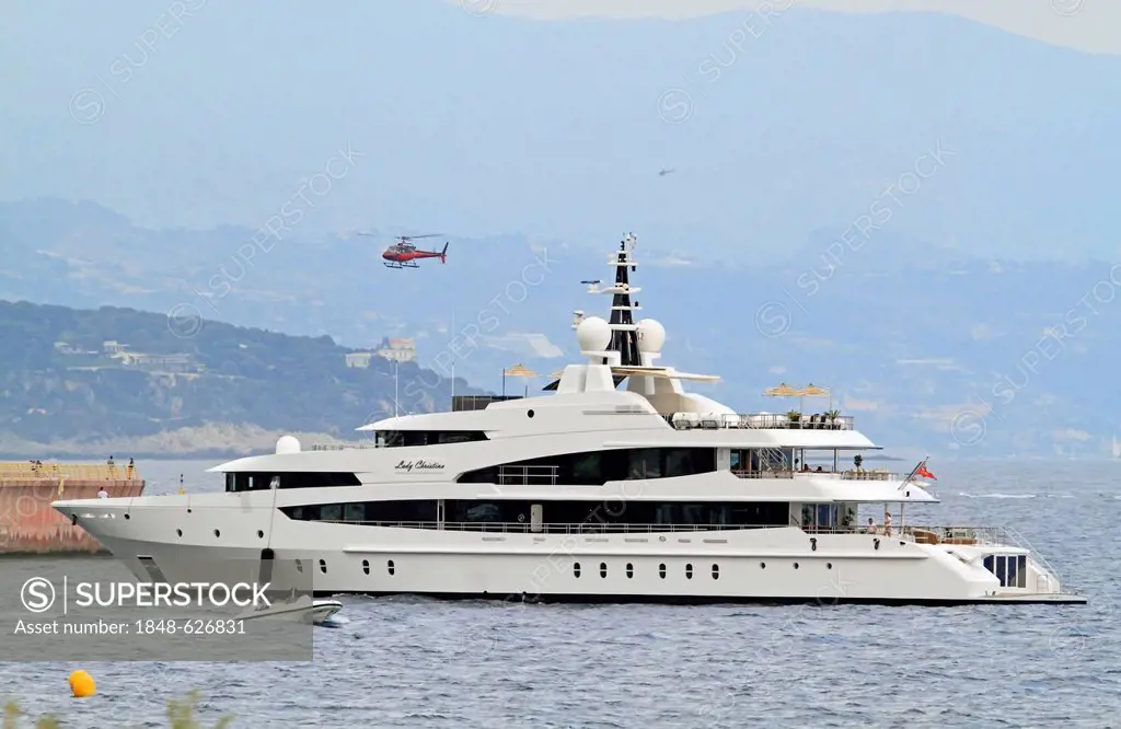 Lady Christina, a cruiser built by Oceanco, with a helicopter, length: 62 meters, built in 2005, Monaco, French Riviera, Mediterranean Sea, Europe