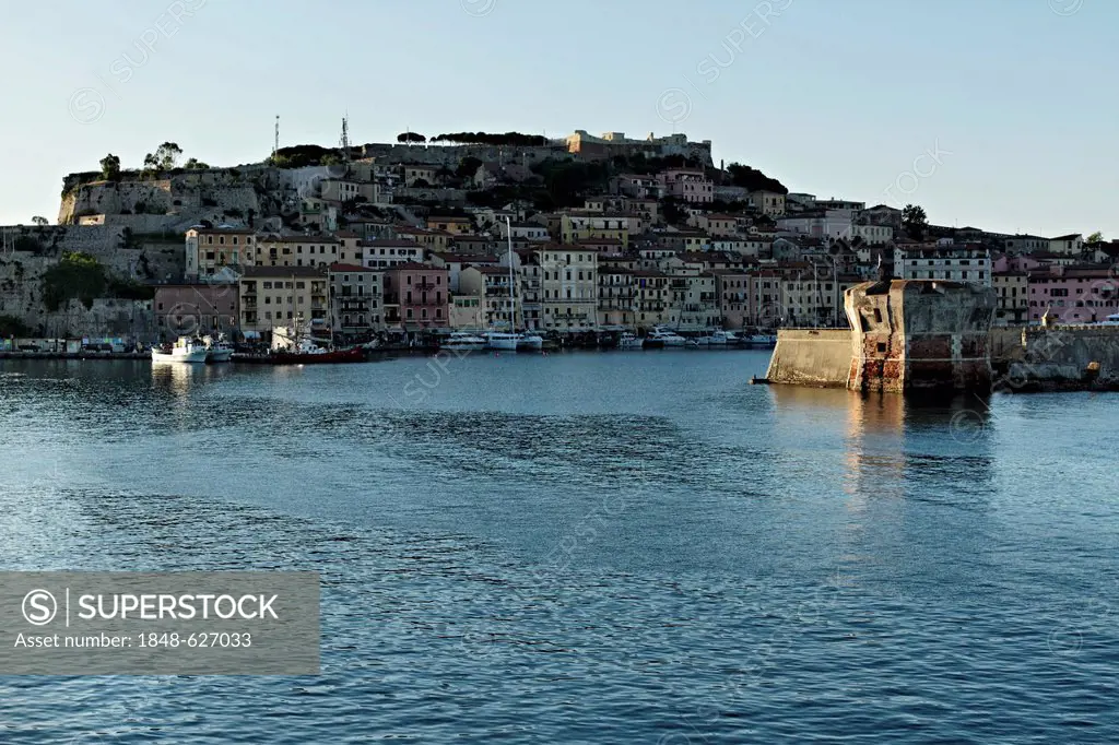 Portoferraio harbour entrance, Elba, Tuscany, Italy, Europe