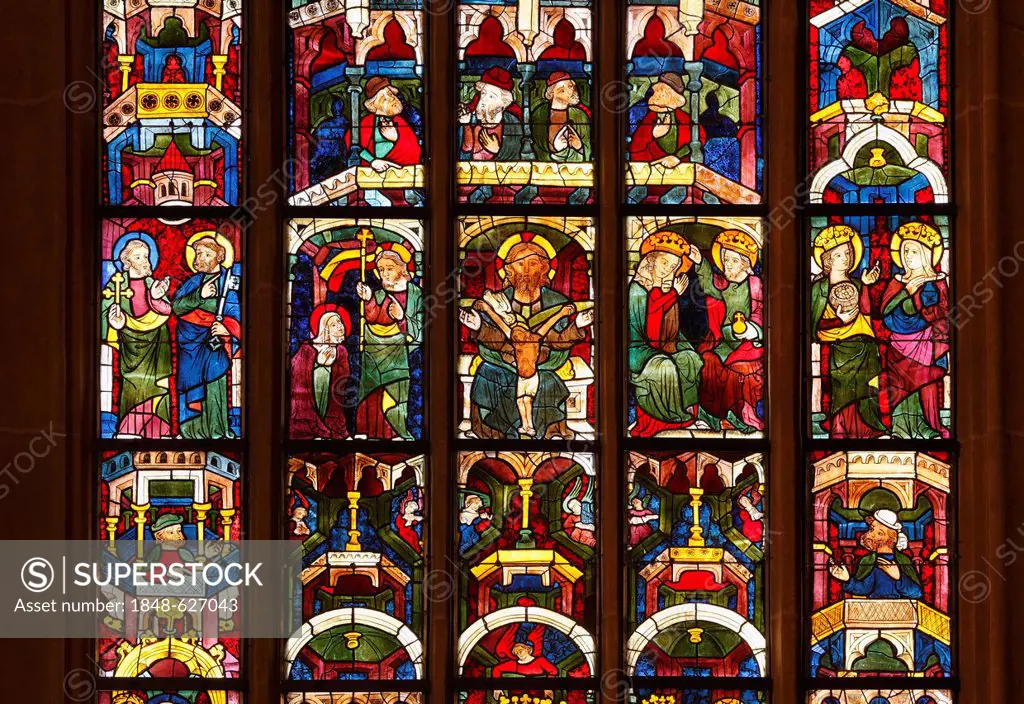 Stained glass window, Leonhardikirche, St. Leonhard's Church, Bad St. Leonhard in Lavanttal Valley, Carinthia, Austria, Europe