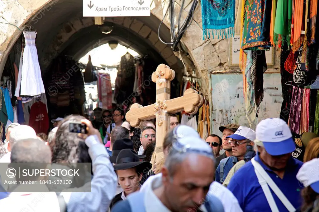 Good Friday procession in Jerusalem, Yerushalayim, Israel, Middle East