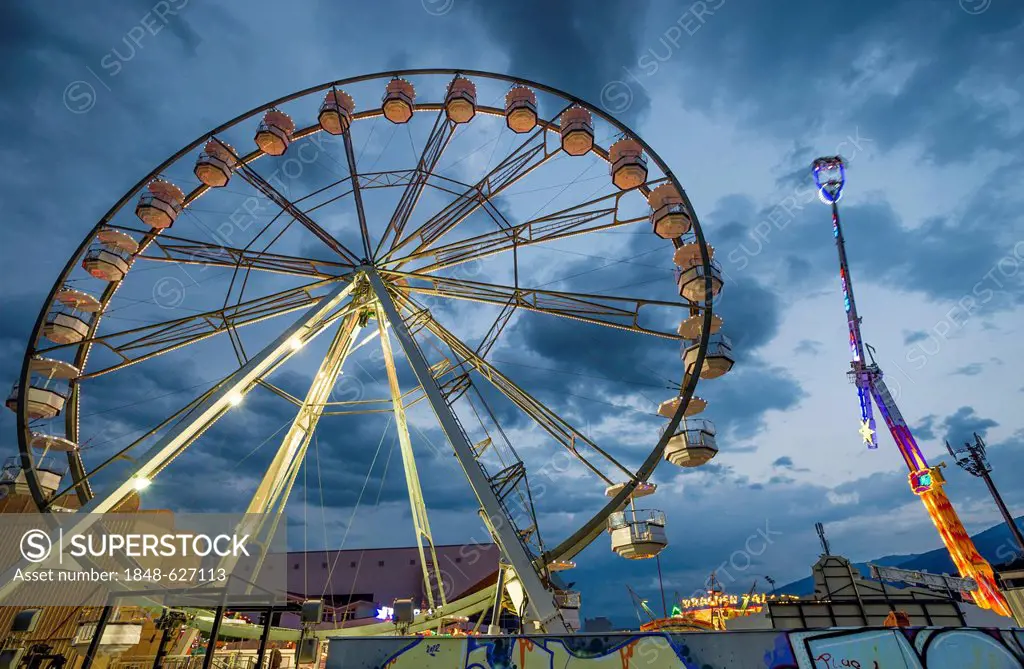 Ferris wheel, Suedring amusement park, Innsbruck, Tyrol, Austria, Europe, PublicGround
