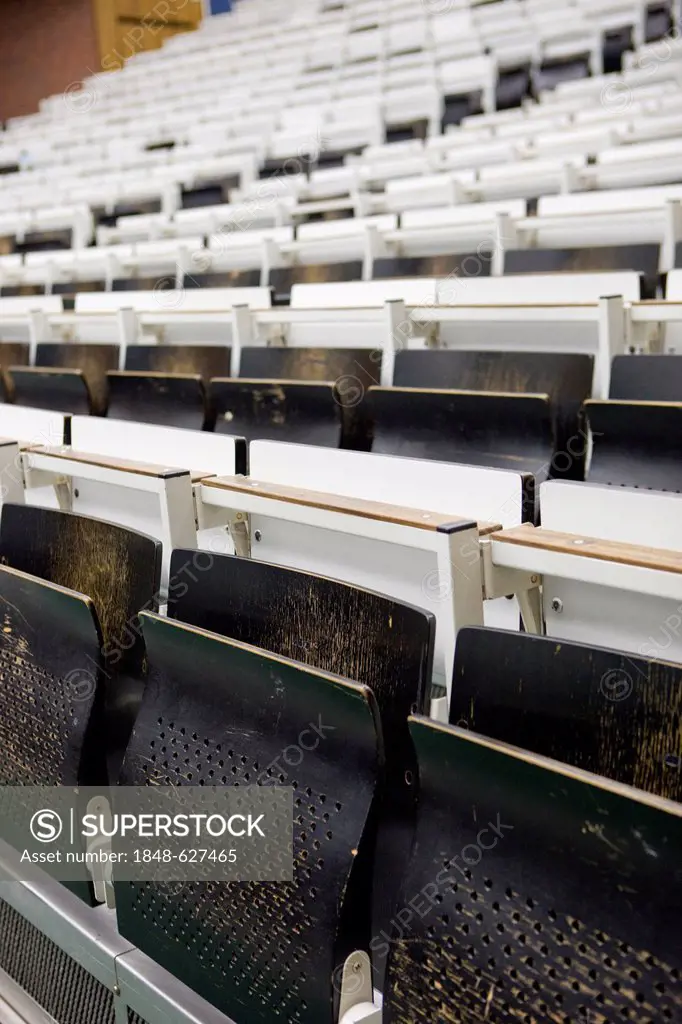 Rows of seats in an auditorium at the university, Cologne, Rhineland region, North Rhine-Westphalia, Germany, Europe