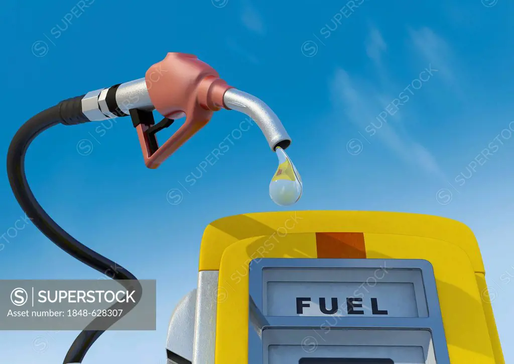 Petrol pump nozzle and pump with drop, Fuel