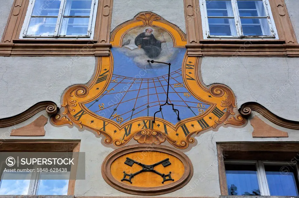 Sundial at St Peter's Archabbey, Sankt Peter district, Salzburg, Salzburg province, Austria, Europe