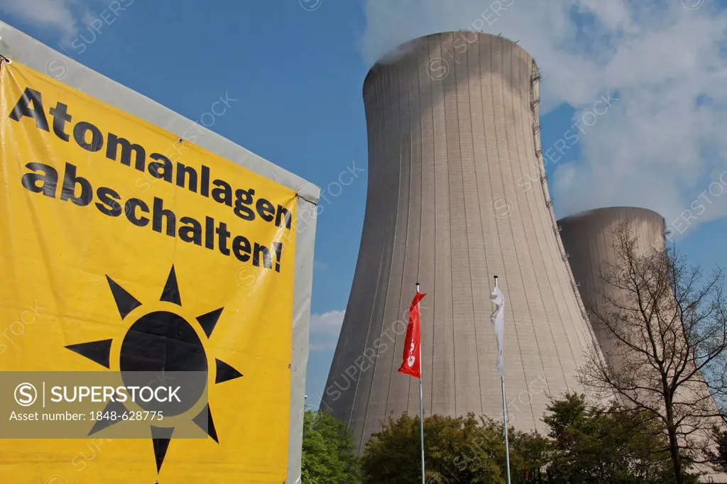 Anti-nuclear protest at Grohnde nuclear power plant, 25 years after the nuclear accident of Chernobyl, Grohnde, Lower Saxony, Germany, Europe