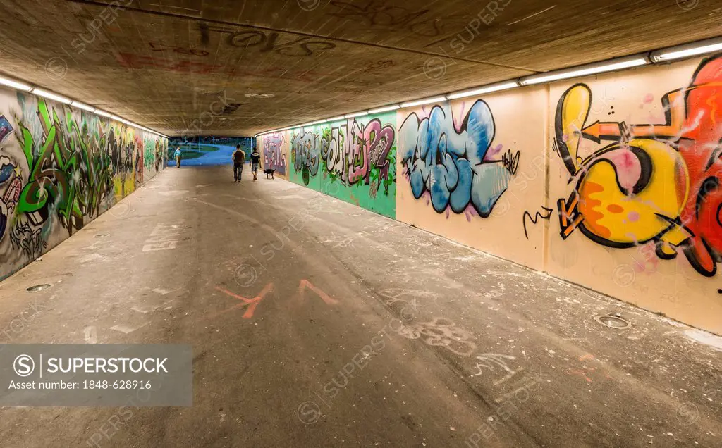 Underpass with graffiti, Suedring street, Innsbruck, Tyrol, Austria, Europe, PublicGround