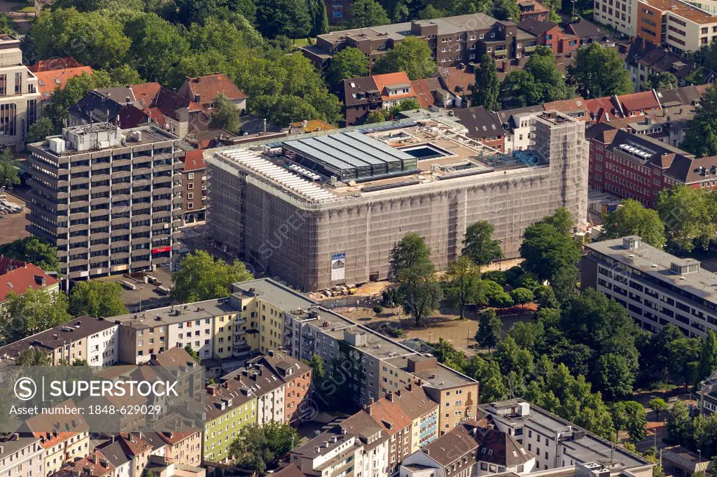 Aerial view, city hall, Hans-Sachs-Haus building, Gelsenkirchen, Ruhr area, North Rhine-Westphalia, Germany, Europe