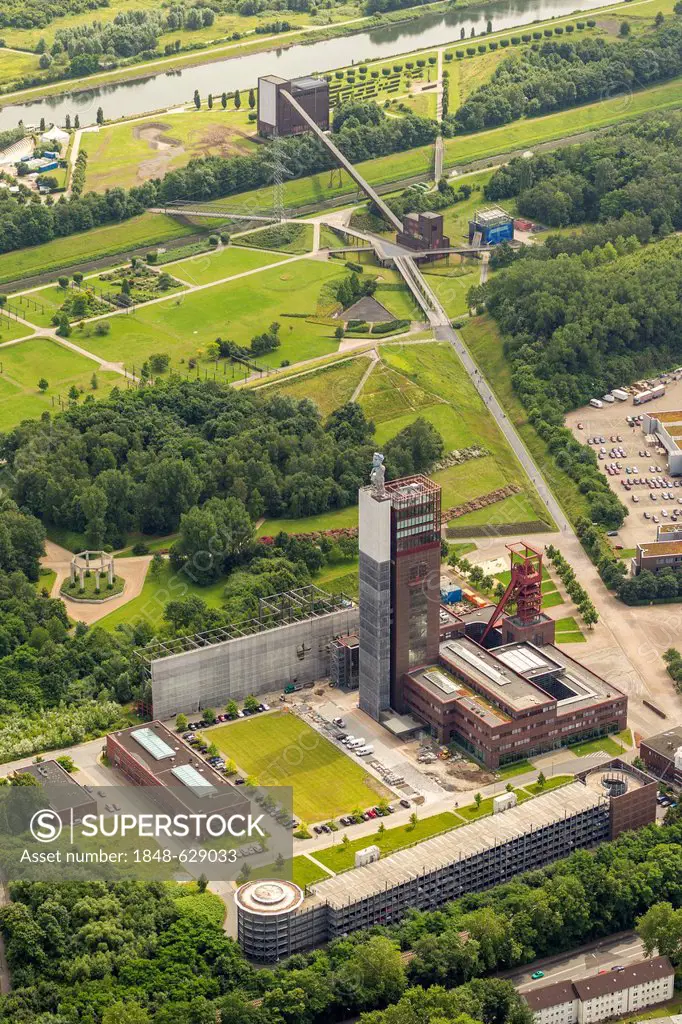 Aerial view, former Zeche Nordstern mine, THS, Nordsternpark, Gelsenkirchen, Ruhr area, North Rhine-Westphalia, Germany, Europe