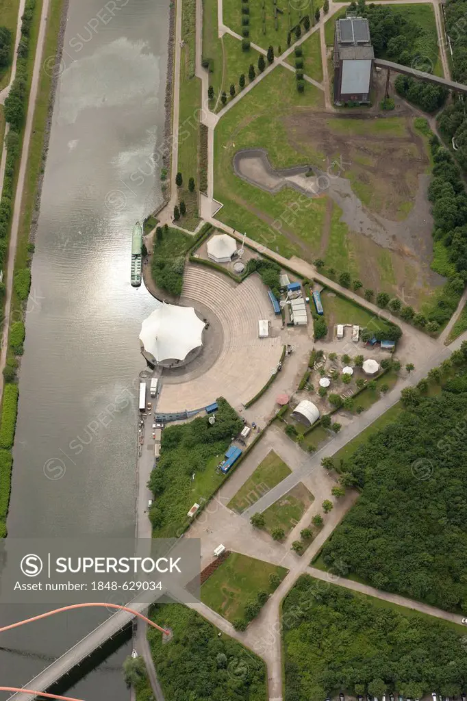 Aerial view, amphitheater, Nordsternpark, Gelsenkirchen, Ruhr area, North Rhine-Westphalia, Germany, Europe