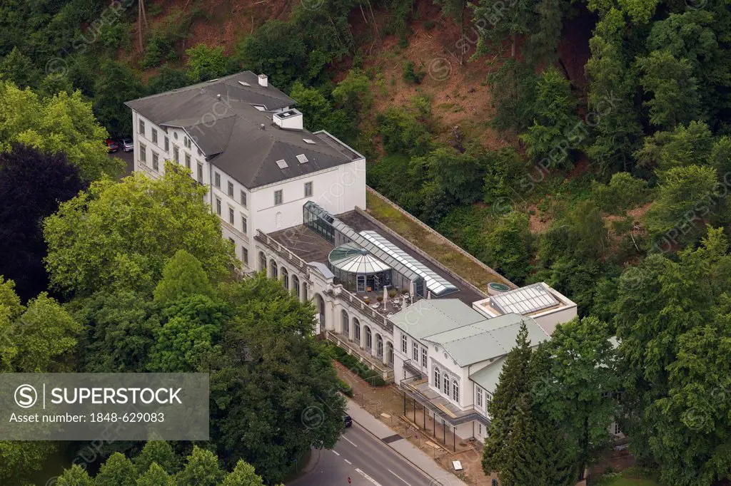 Aerial view, Kleve museum and spa hotel, Kleve, Lower Rhine region, North Rhine-Westphalia, Germany, Europe