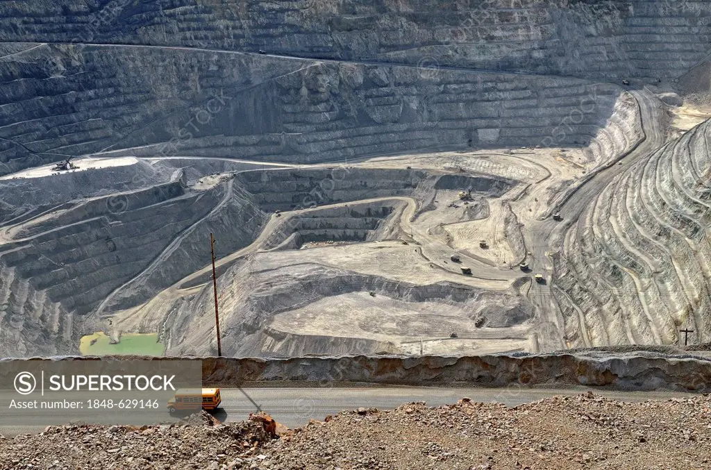 View into the deepest open cast pit in the world, Kennecott Utah Copper's Bingham Canyon Mine, Copperton, Utah, USA